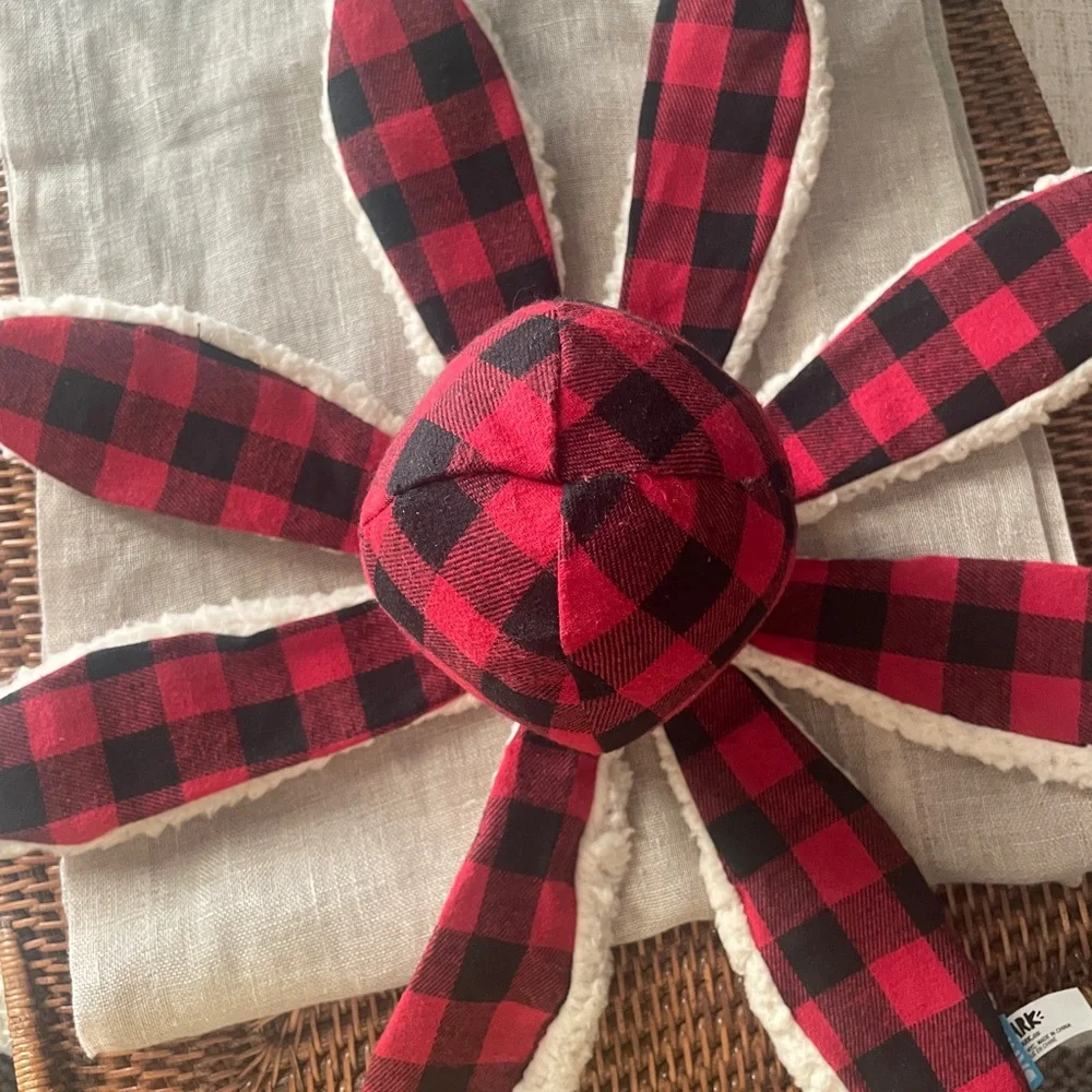 Bark Octopus Dog Toy Red And Black Plaid